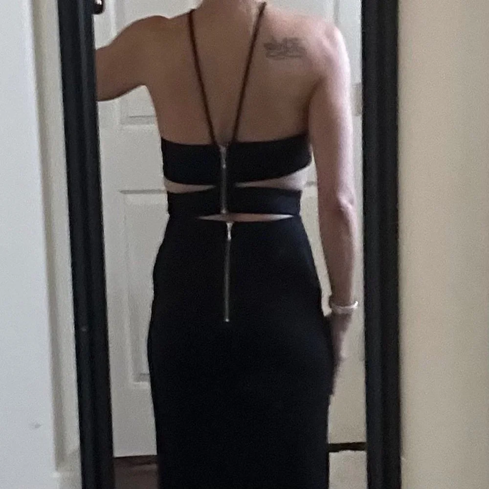 REVOLVE Nicholas black sleeveless cutouts cut outs formal dress gown - Picture 4 of 12